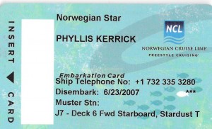 2007 06 16 NCL Star Alaska Room Key Phyllis