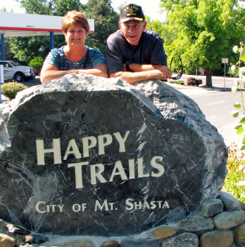 2013 09 14 Mt Shasta Welcome Sign Happy Trails Steve & Phyllis