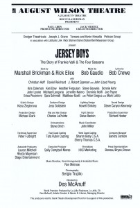 2007 02 16 New York City Jersey Boys Playbill Inside