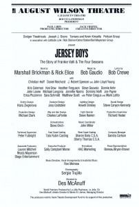 2007 02 16 New York City Jersey Boys Playbill Inside