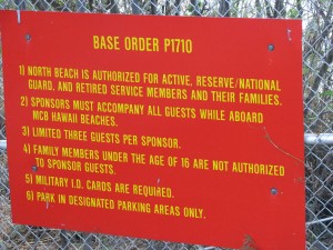 2013 10 28 Hawaii Marine Corps Base Kaneohe Bay Beach Sign Beach