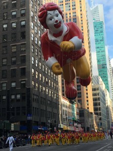 Ronald McDonald sports a spiffy new look as an all-new giant helium balloon for his 16th Macy's Parade appearance, complete with a snappy 6 ft long bowtie and a pair of 200, XXXXXXXL-wide red shoes.