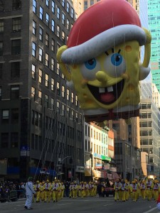 He's left his pineapple under the sea to bring a little holiday cheer to the Parade route! High as 4 story building, wide as 7 taxi cabs, wide as 7 bicycles, 90 handlers