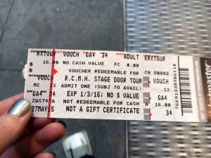 2015 11 26 New York Radio City Music Hall Stage Door Tour Ticket